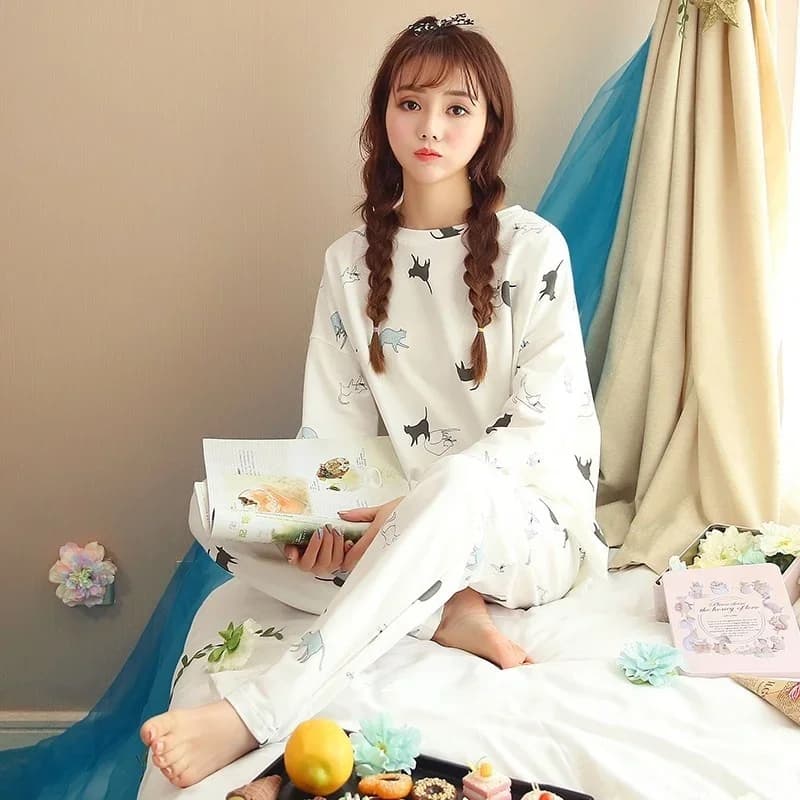 Women Silk Pajamas Set Long Sleeve Sleepwear Spring Autumn Homewear Soft Comfortable Casual Lounge Clothes Ladies Nightwear