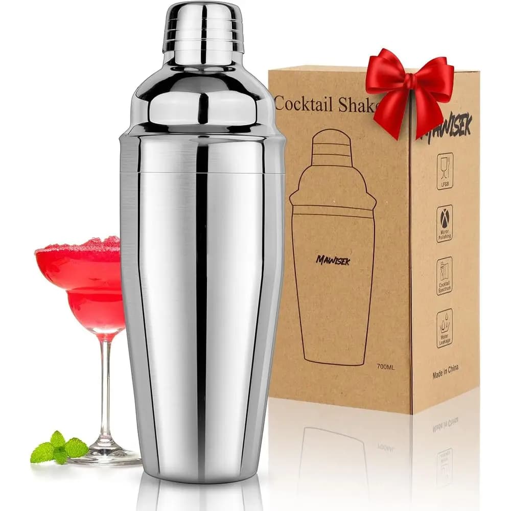 24oz Stainless Steel Cocktail Shaker with Built-In Strainer for Professional Margarita Mixing and Mixed Drinks