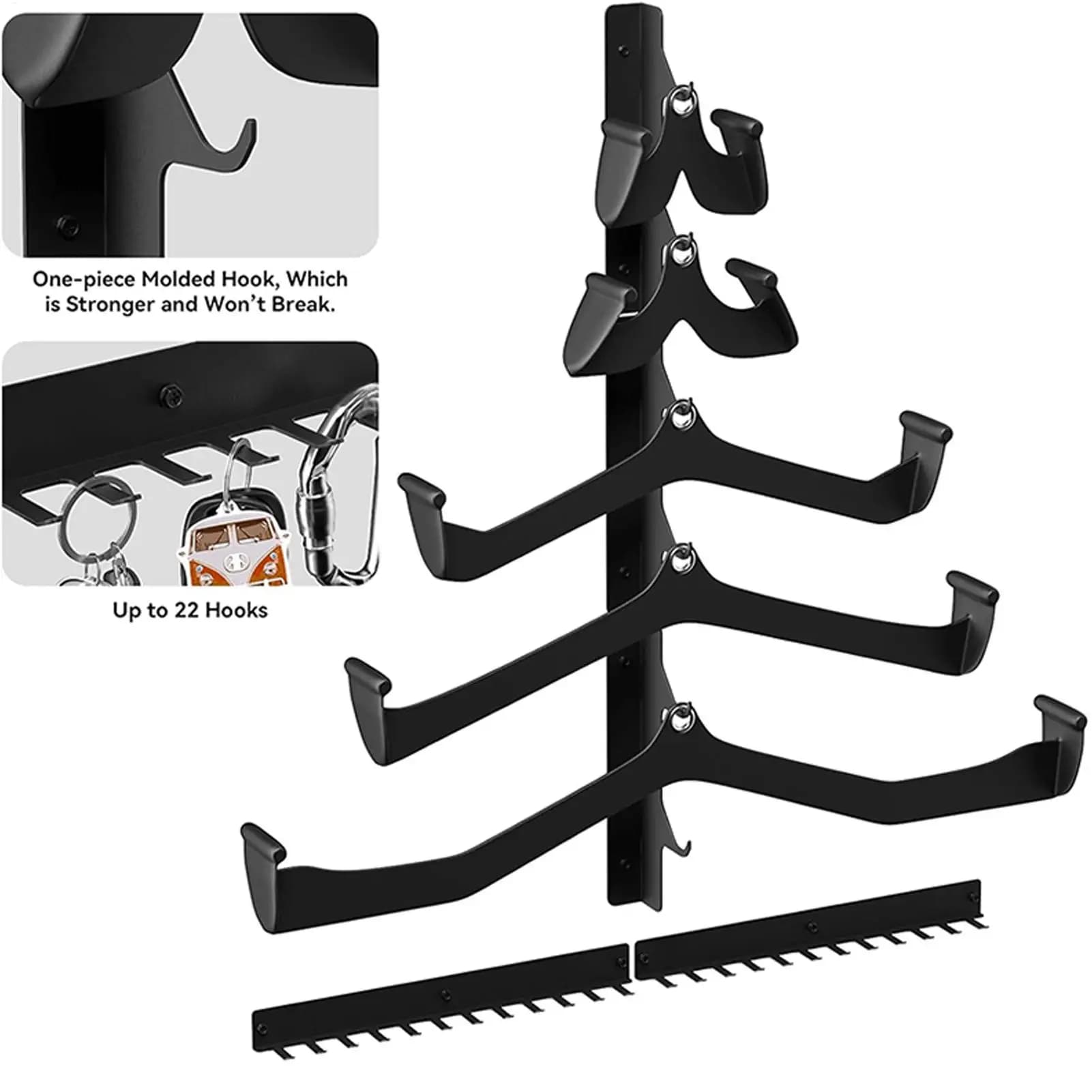 Wall Mounted Pull Up Bar Rack 5-Piece Space-Saving Wall Holder Home Cable Attachment Storage Rack for Resistance Bands Jump