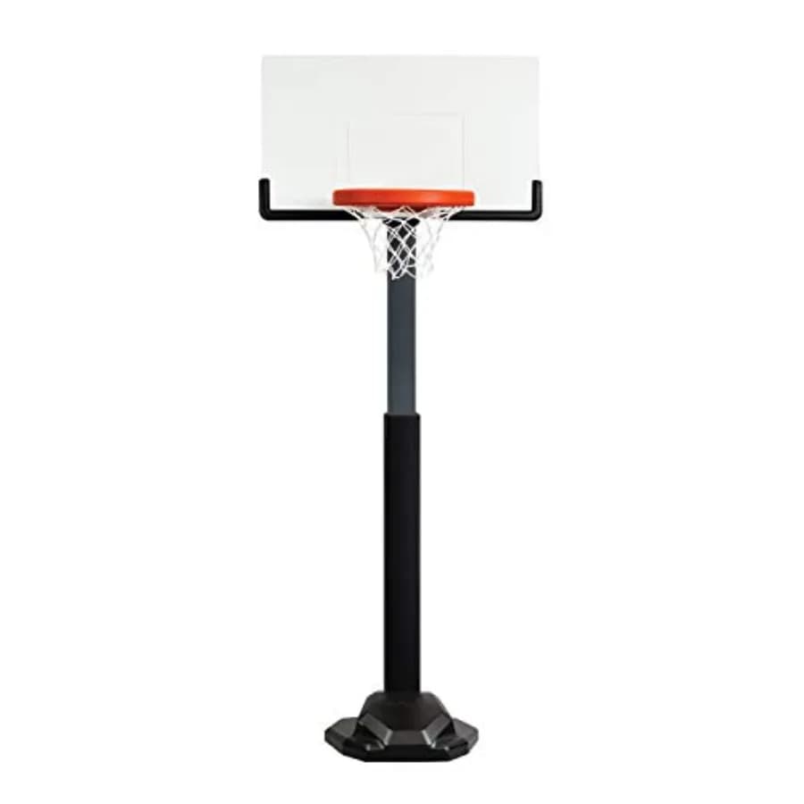 Set da basket professionale regolabile per esterni, con struttura in acciaio, finitura nera, facile regolazione dell'altezza da 7,5 a 10 piedi.