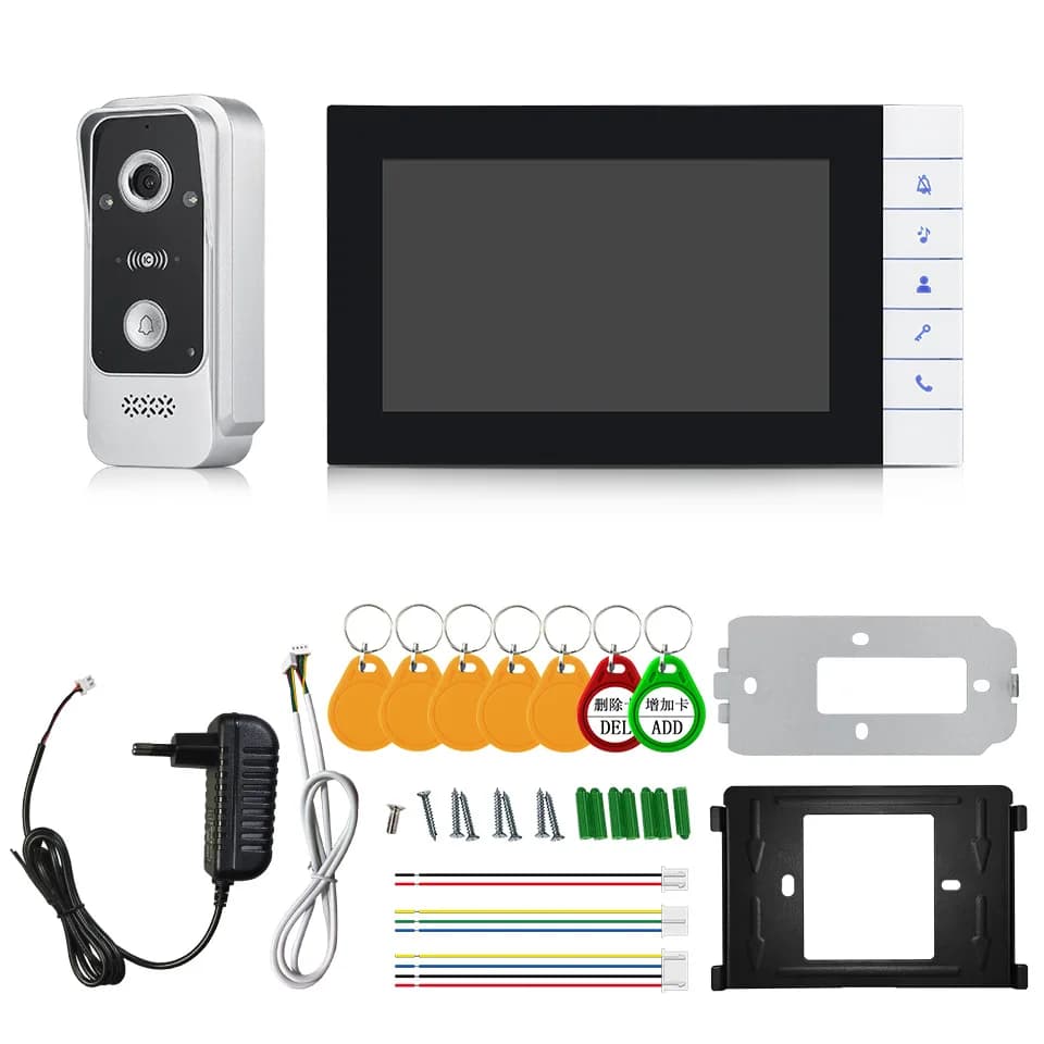 Videocitofono con Schermo IPS da 7 Pollici, Citofono con Scheda RFID/NFC, Angolo di Visione 120 Gradi, Telecamera di Sicurezza per Porta