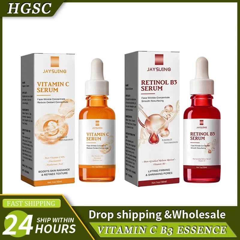 Jayswing Vitamin C B3 Essence Faced Retinol Serum Hydrating Deep Hydrating Reduced Lines Subtle Essence Whitening Skin Care