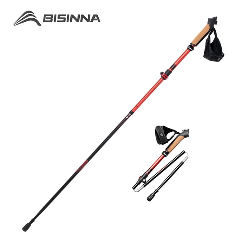 BISINNA 2PCS Trekking Poles Folding Telescopic Aluminum Alloy Professional Walking Sticks With Detachable Wristband Hiking Canes