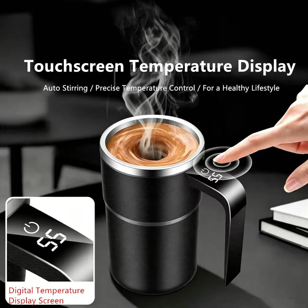 Tazza Automatica con Agitatore Ricaricabile, Mixer Elettrico Portatile per Caffè in Acciaio Inox, Tazza Autoagitante Magnetica Rotante