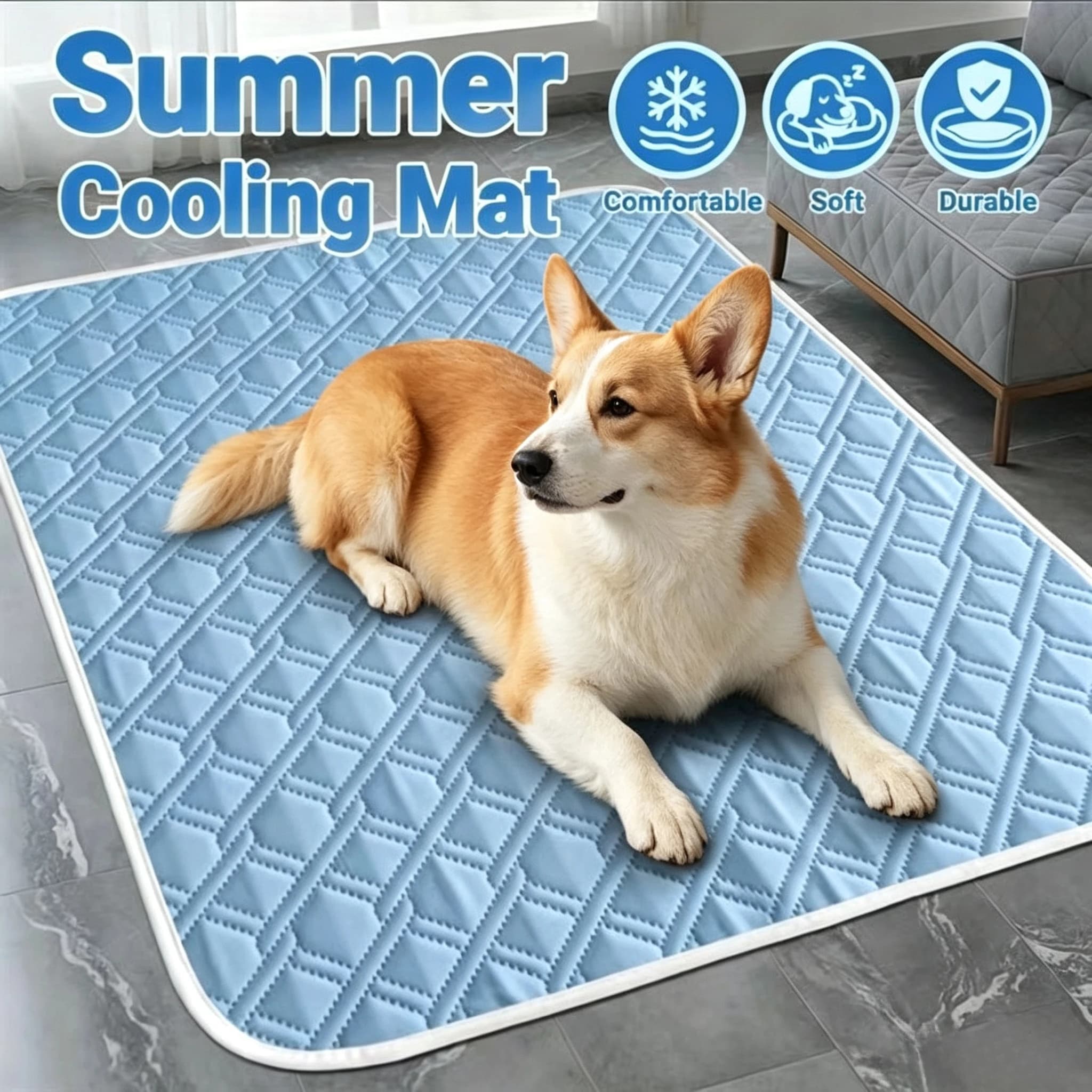 Summer Ice Silk Dogs Cooling Mat Washable Breathable Cool Sleeping Pad Anti Slip Cooling Bed Cushion for Small Medium Large Pets