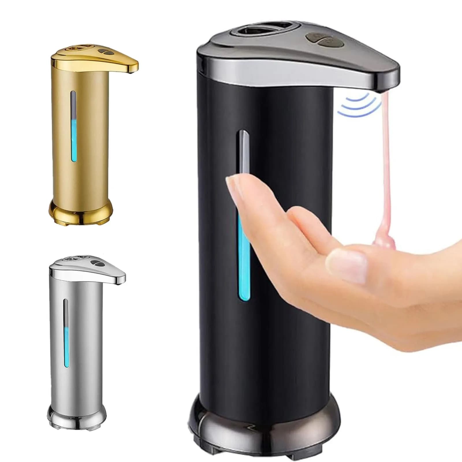 Dispenser di sapone touchless in acciaio inossidabile con base impermeabile per bagno, cucina e hotel Dispenser automatico di sapone a infrarossi