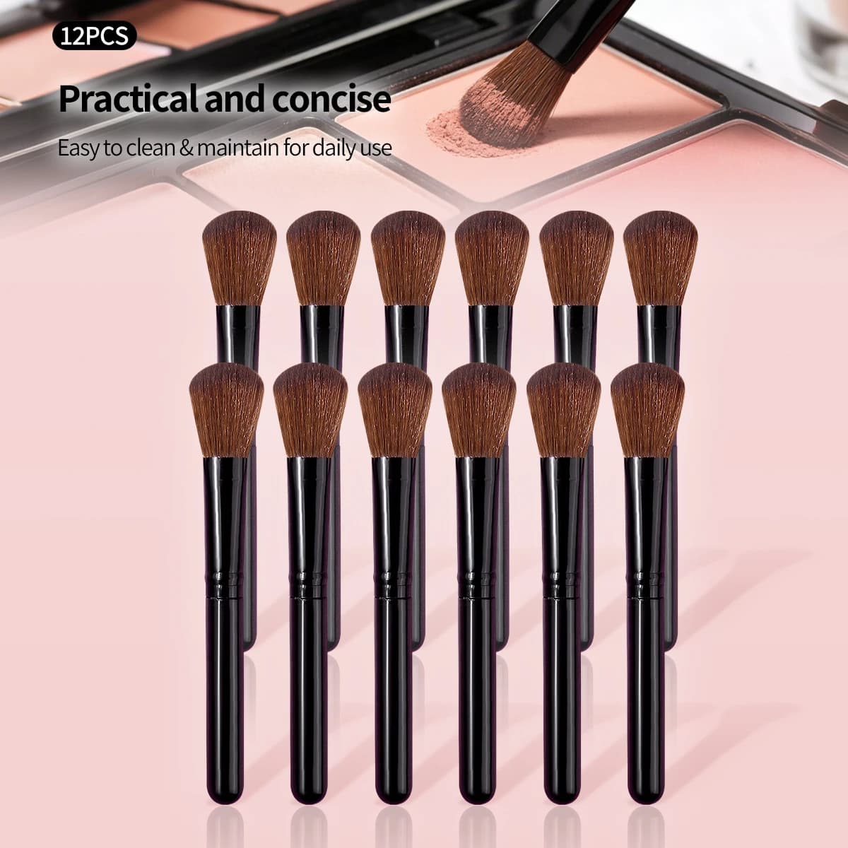 Set pratico di pennelli per il trucco da 12 pezzi: pennello per fard, pennello per sfumare, pennello per contorno, strumenti per il trucco facili da usare per un trucco colorato