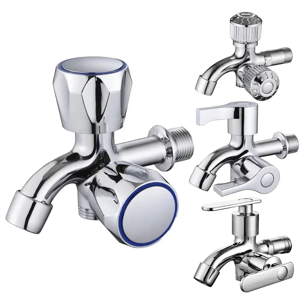 Double Water Outlet Tap Zinc Alloy Multi Functional Washing Machine Faucet Double Outlet Mop Pool Faucet Water Switch
