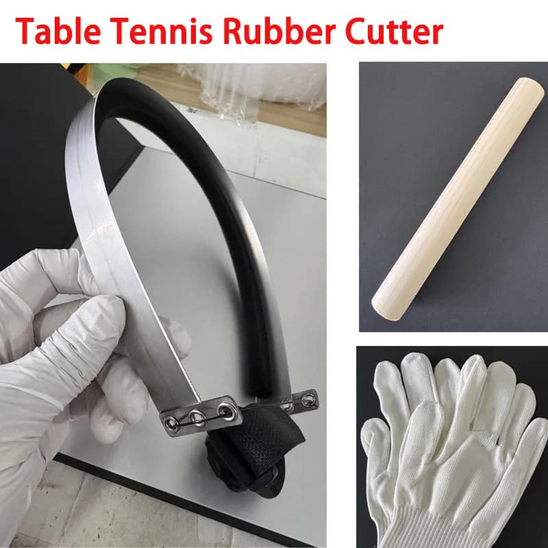 Coltello da ping pong in gomma con fiocco, gomme da ping pong fai da te, utensile da taglio sicuro, regolazione professionale della curvatura dell'arco con rullo e guanti