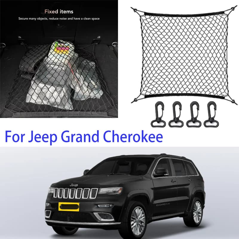 For Jeep Grand Cherokee 1992-2025 ZJ WJ WK WK2 WL Nylon Car Rear Cargo Net Trunk Storage Organizer Net