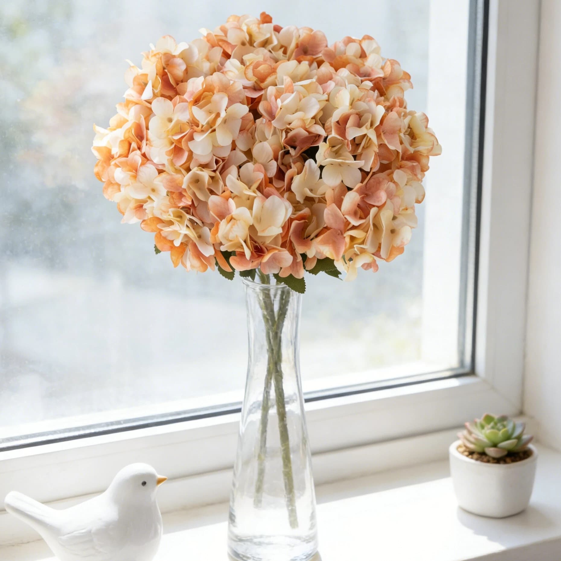 Artificial Flower Silk Hydrangea Vase Home Room Decoration Accessory Wedding Bride Wreath Plant Outdoor Garden Material DIY Gift