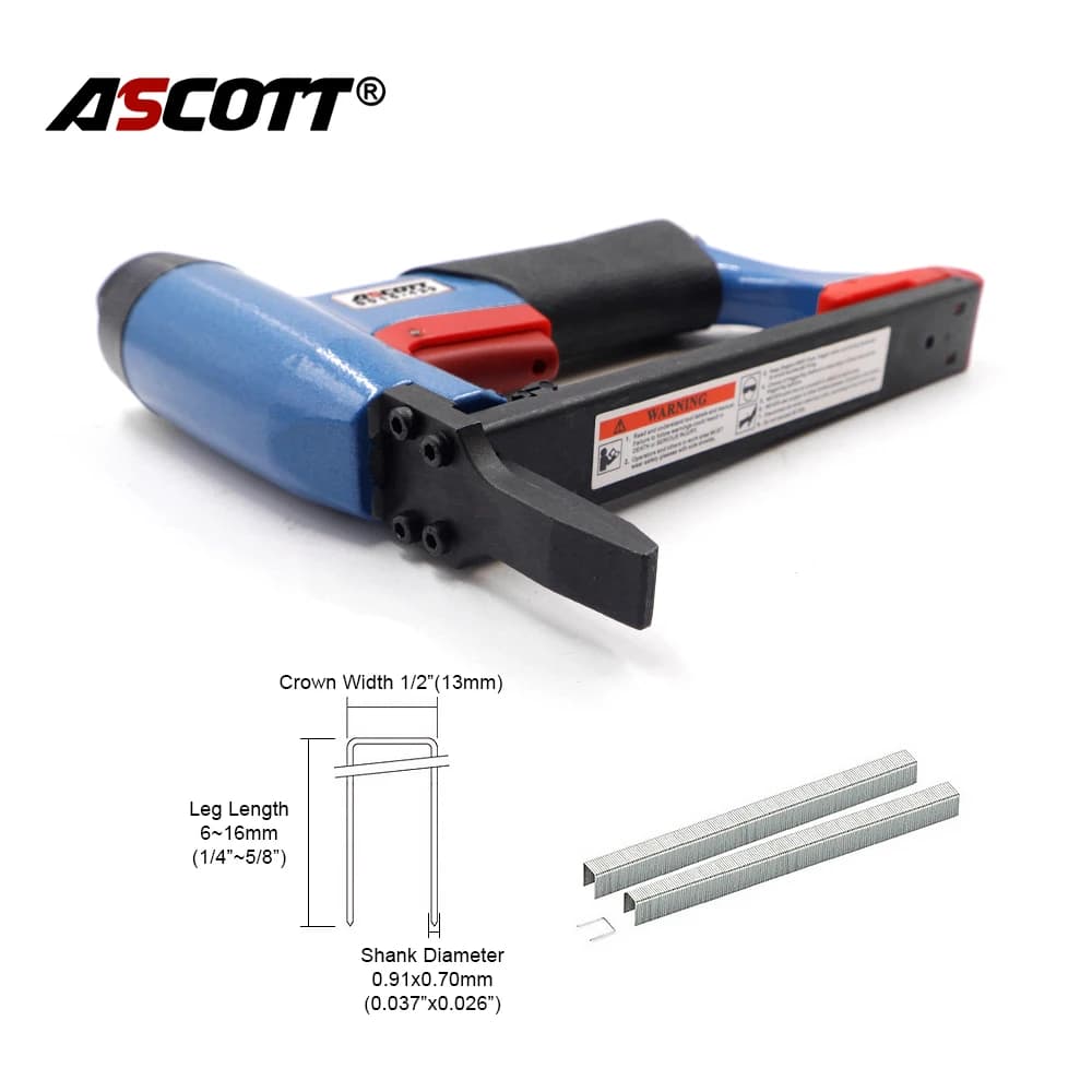Pistola Pneumatica per Tappezzeria 22Ga 8016-429 con Punta Lunga 1/2" per Chiodi a Corona, Ideale per Sedili in Pelle e Telai di Mobili