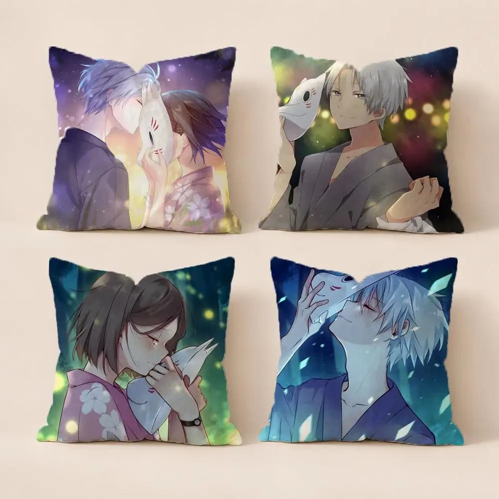 Anime HHotarubi no Mori eed Cushion Cover Washable Soft Thick Cushion Cover Decorative Pillowcase for Sofa Living Room Home