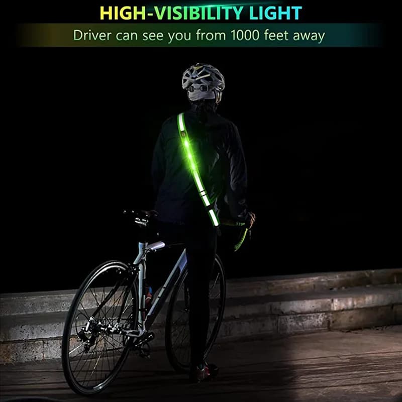 YHOLI-LED reflective belt for walking at night, rechargeable LED illuminated racing belt for runners and walkers