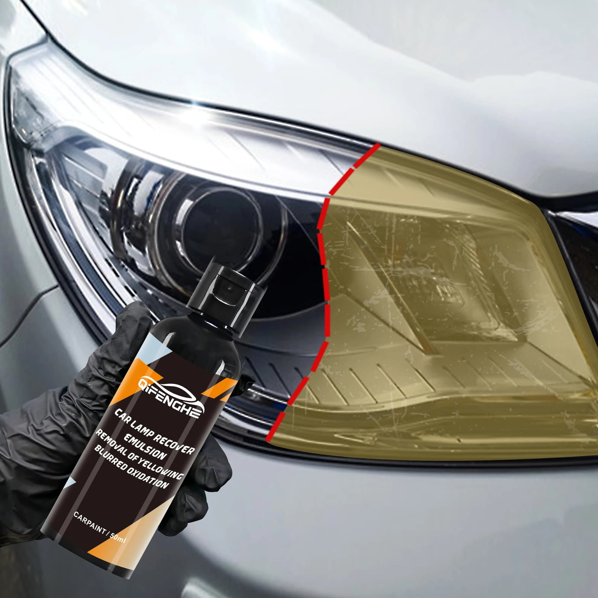 Liquido per il ripristino dei fari dell'auto, cera per il ripristino dei fari dell'auto, illumina rapidamente i fari dell'auto gialli e sfocati.