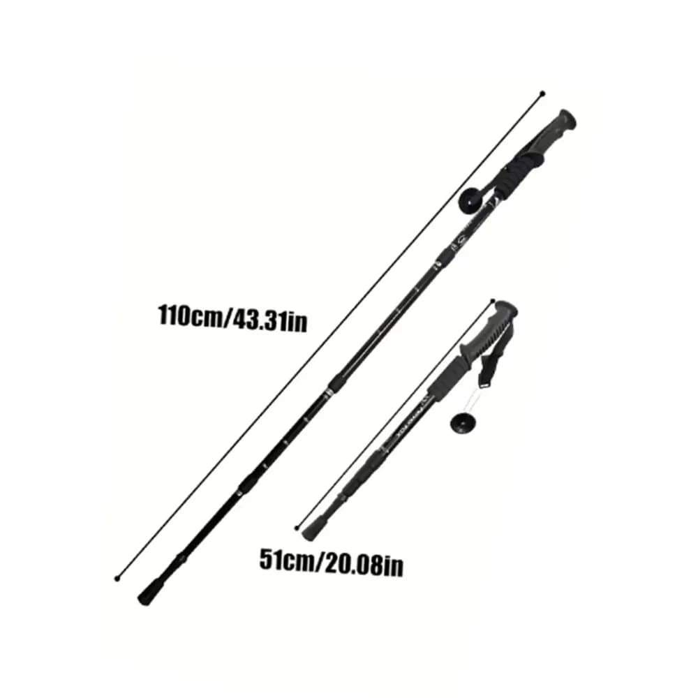1 Telescopic Trekking Stick Piece in Ultralight Aluminum Alloy with Shock Absorber, Stroller Stick, Alpenstock