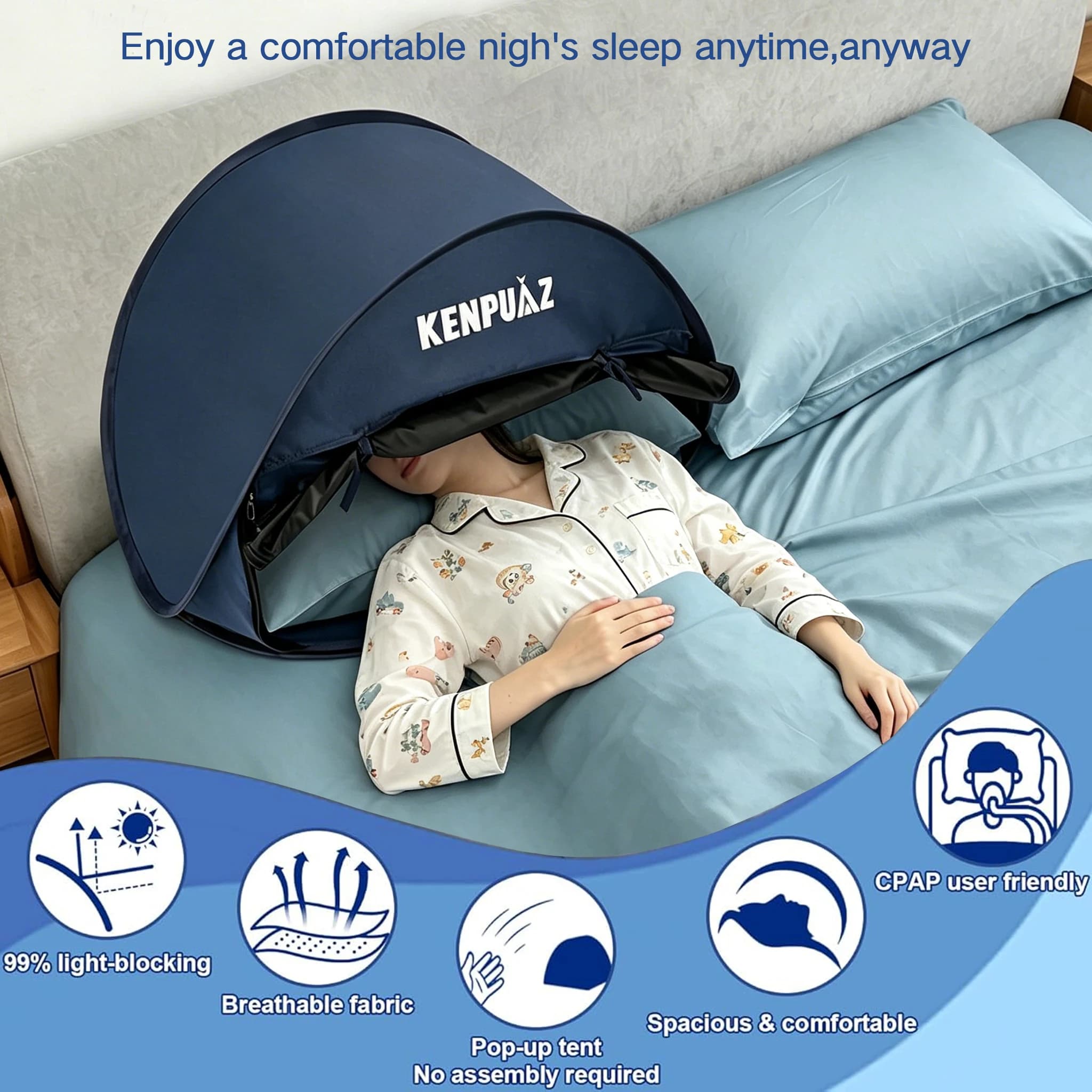 Tenda Pop-Up Oscurante per il Sonno - Blocca la Luce per Turni Notturni, Dormitori, Viaggi, Pisolini e Prendisole
