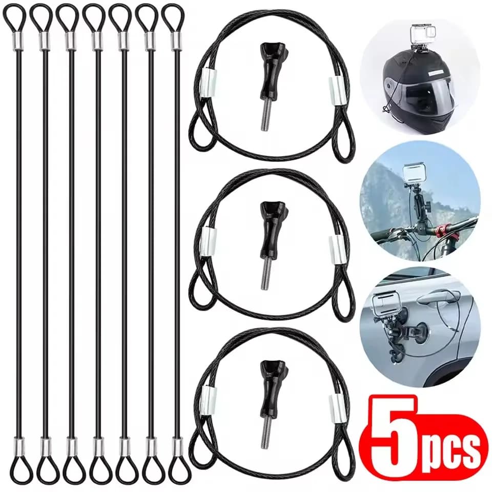 Stainless Steel Tether Lanyard Safety Strap Stainless Steel Cable with Screw Short Rope Wrist Hand Universal for GoPro Insta360
