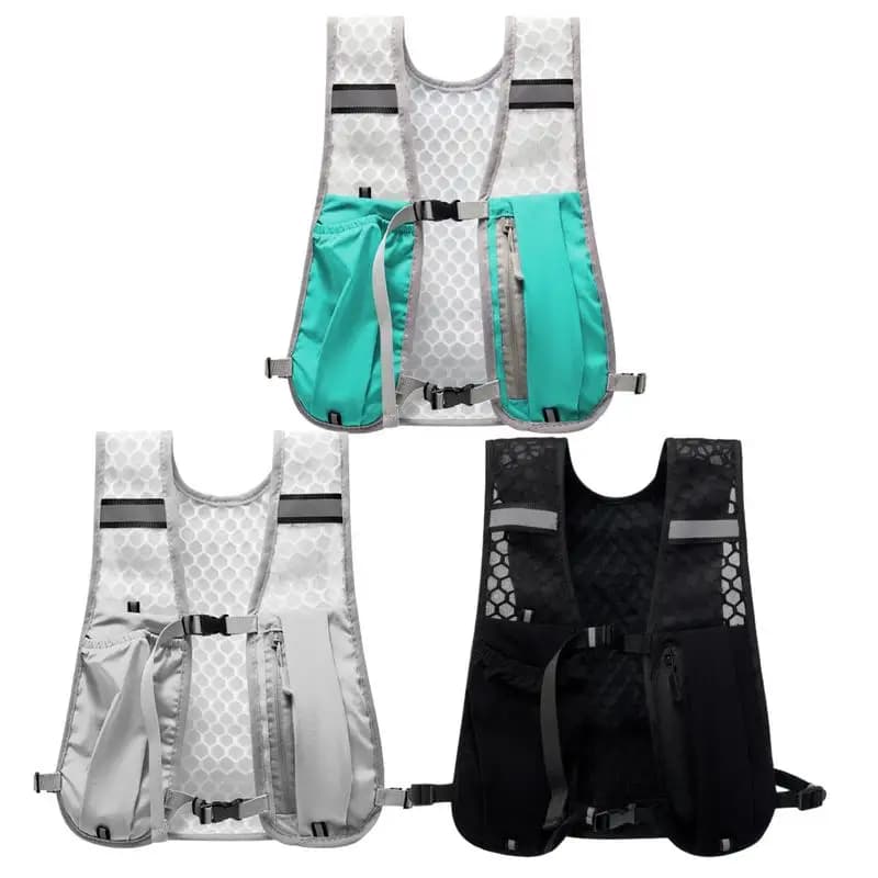 Light running vest, reflective hydration, running water bottle baby carrier, cycling vest with phone support