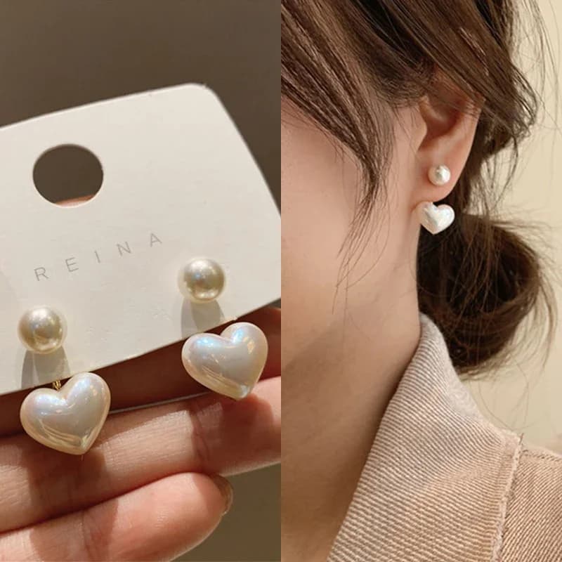 Orecchini di perle a forma di cuore di amore di nuova moda per le donne Accessori di gioielli di tendenza con temperamento dolce ed elegante