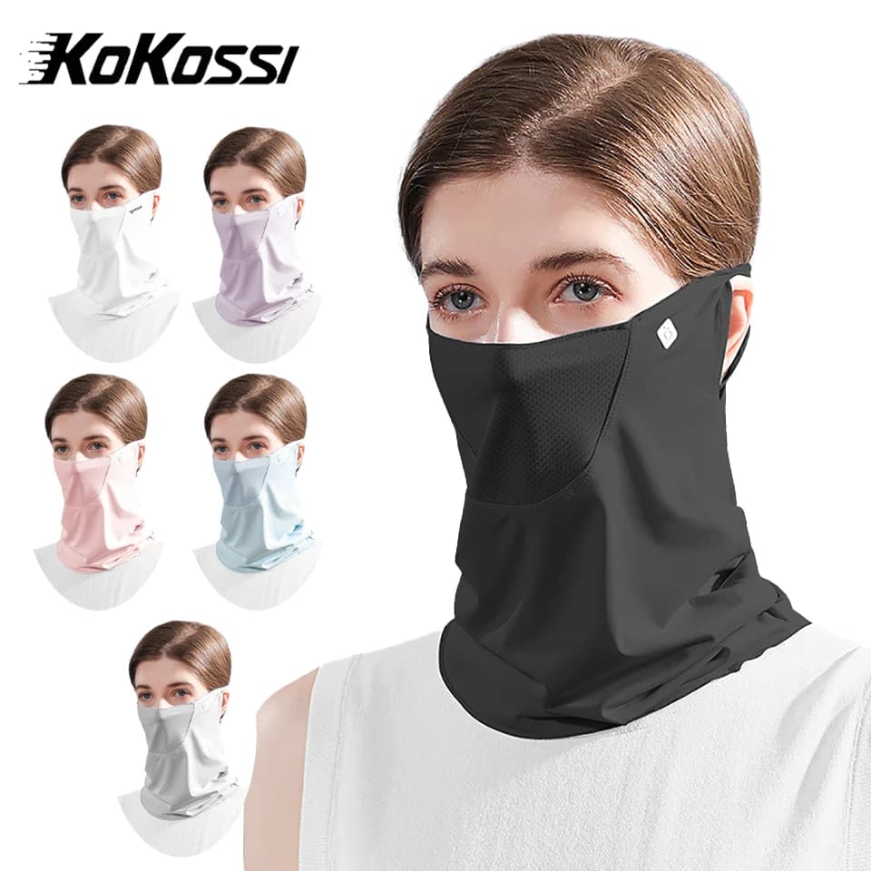 KoKossi Breathable Ice Silk Stand with Solar Protection for Face and Hill, Solid Scarf for Outdoor Cycling