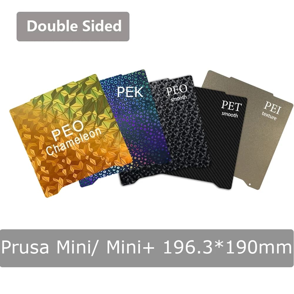 Prusa Mini 196.3*190mm Construction Plate Upgrade Double Sided PET PEO PEI Structured Coated in Spring Powder Stainless Steel Sheet Magnetic Bed