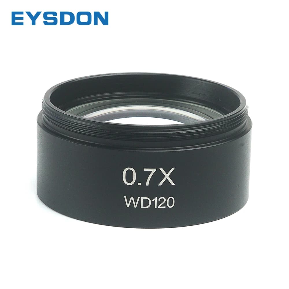 EYSDON Lente Obiettivo Ausiliaria 0.7X con Filettatura M48, Distanza Obiettivo-Ottica 120mm, Riduttore di Ingrandimento per Microscopi Stereo Zoom Serie SM