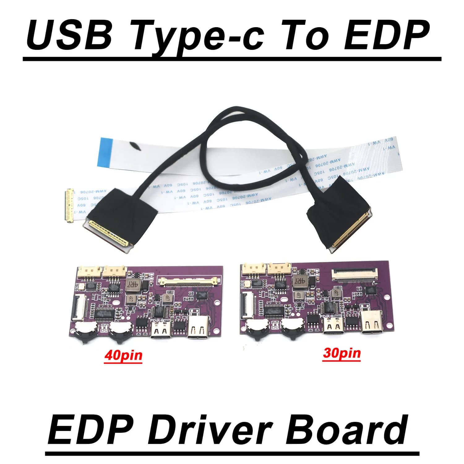 30PIN 40PIN USB Type-c a EDP scheda Driver conversione schermo di proiezione LCD 2K 4k 60HZ schermo LCD portatile cavo EDP