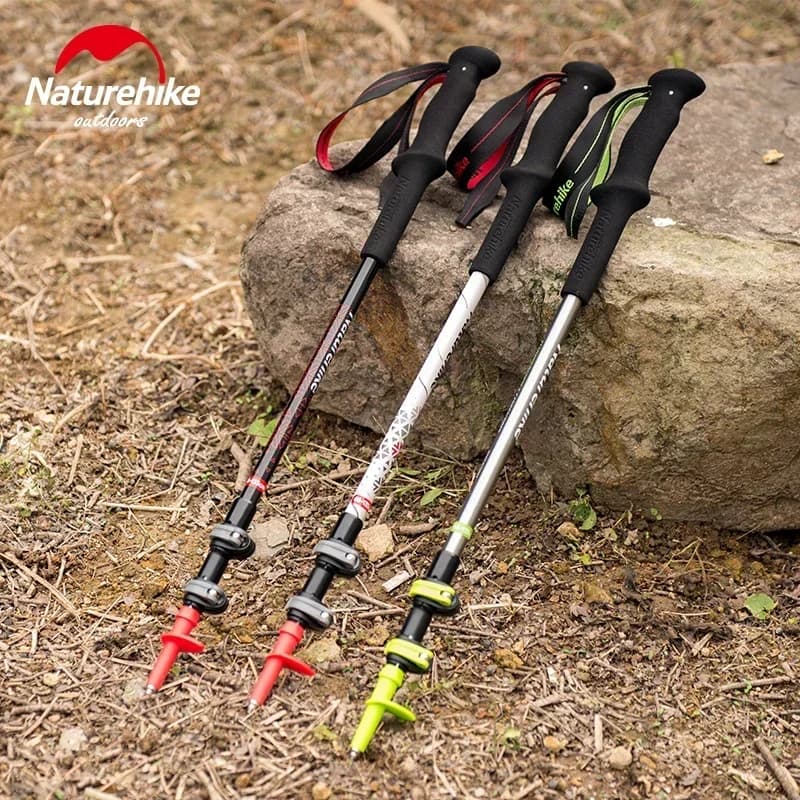 Bastoni da passeggio ultraleggeri in fibra di carbonio Naturehike, bastoncini da trekking pieghevoli con blocco esterno per passeggiate all'aperto, escursioni in campeggio