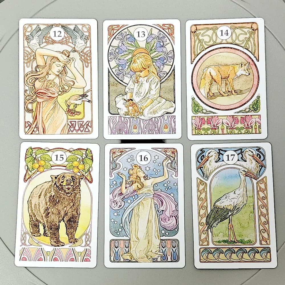 Mazzo Art Nouveau Lenormand 9*6 cm Oracle 36 carte Lenormand in stile Perfetto Art Nouveau