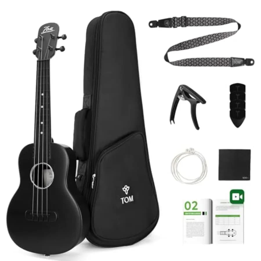 23 Carbon Fiber Concert Ukulele for outdoor adventures, kids, and professionals waterproof, ultra-lightweight 1.25 lbs,black, b