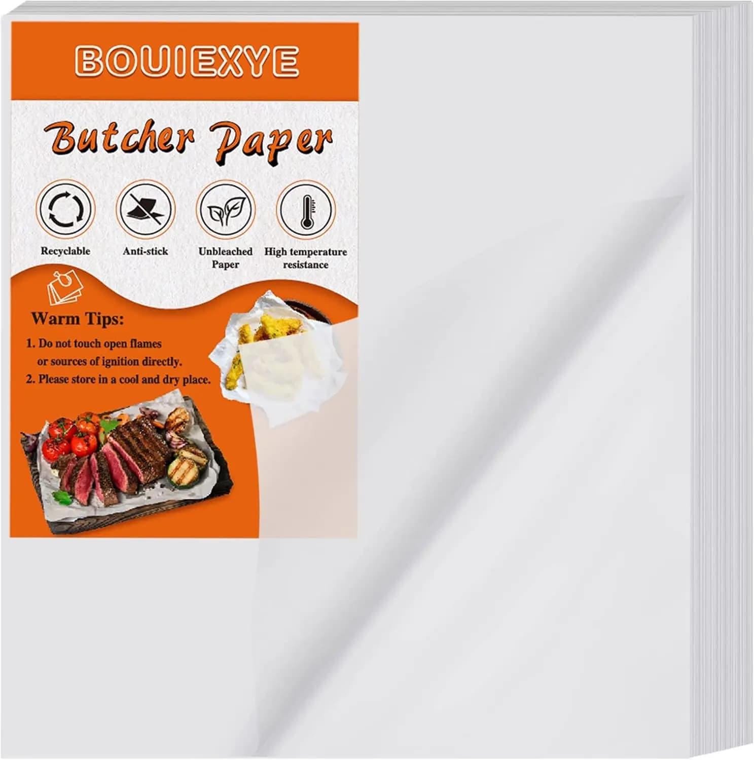 120 Precut White Butcher Paper Sheets 12x12 inch for Sublimation, No Wax, Heat Press, Wrapping Meat