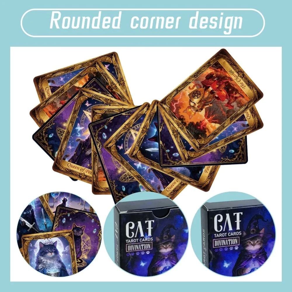 Carte dei Tarocchi del Gatto Magico e Misterioso, Gioco da Tavolo per Divinazione e Intrattenimento, Carte Oracolo dei Gattini