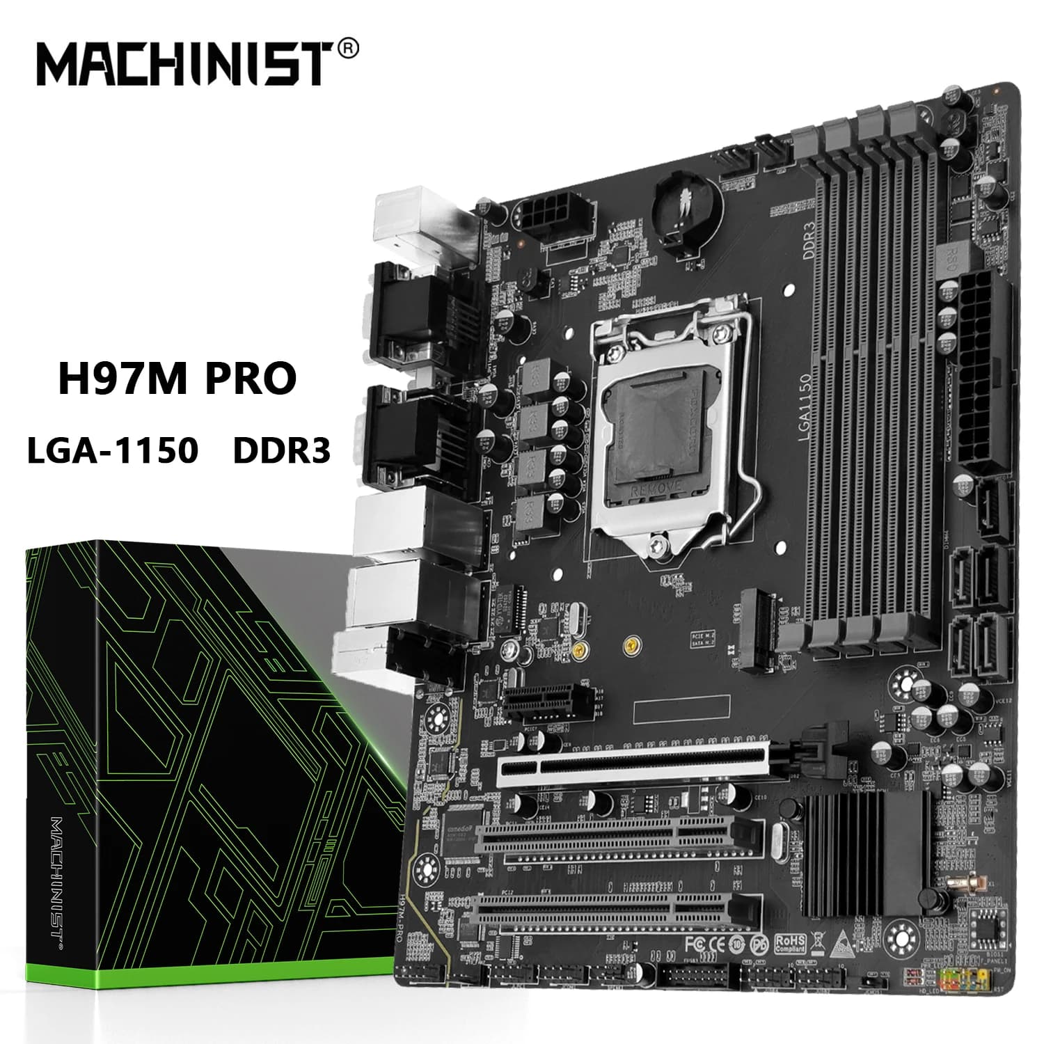 MACHINIST H97M PRO Motherboard Support LGA 1150 Intel Core I3 I5 I7 E3 CPU DDR3 RAM NVME/NGFF M.2 M-ATX SATA3.0 USB3.0