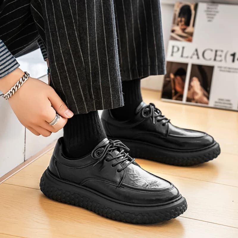 Scarpe Casual in Pelle da Uomo, Trendy Estive Traspiranti Nere, Scarpe da Lavoro Classiche alla Moda, Comode Scarpe Basse Formali