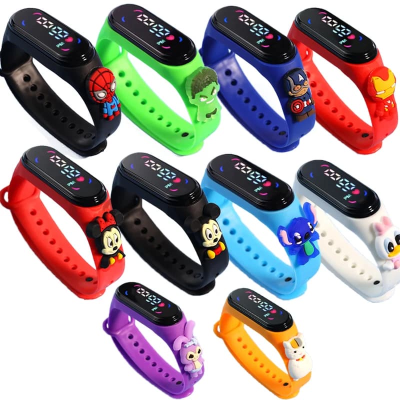 Disney Fashion Mickey Kids Watches for Girls Electronic Bracelet Sport Touch LED Doll Kids Watch Waterproof Women's Watch
