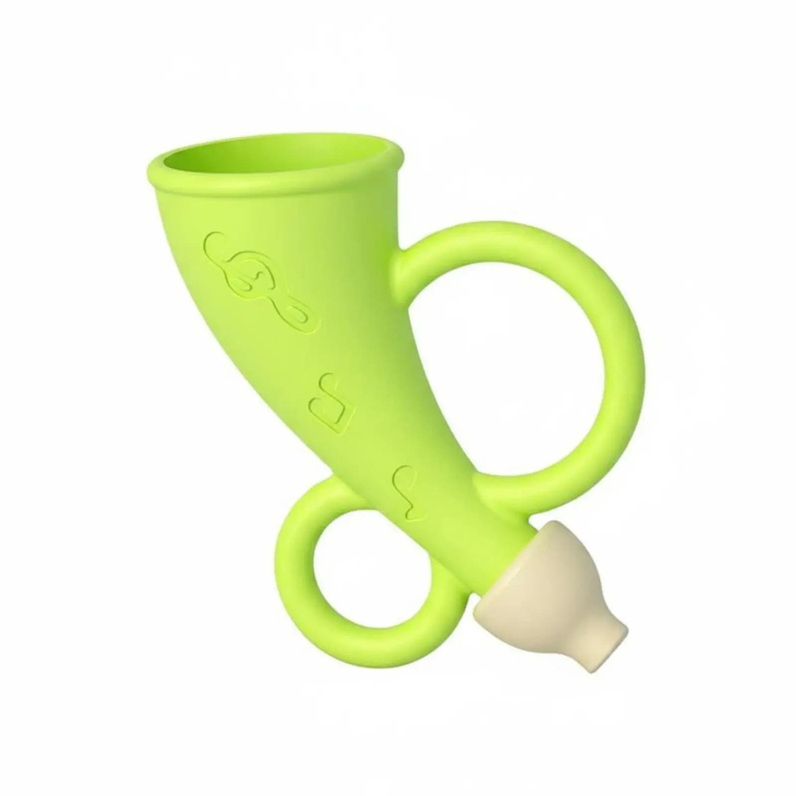 Baby Horn Silicone Teething Toy Infant Chewable Whistle Sound Noisemaker for Early Learning Play