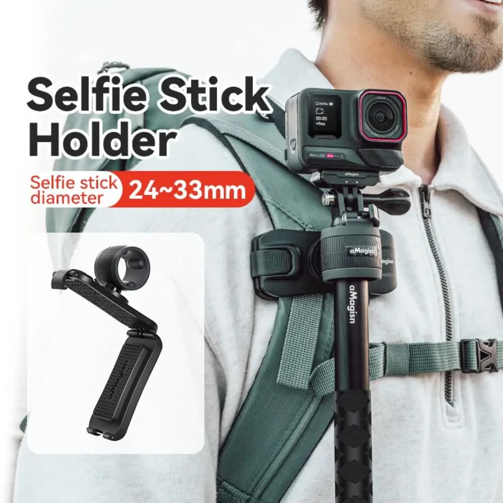Supporto a sgancio rapido per selfie stick, clip da cintura per zaino, accessorio mani libere, supporto per selfie stick