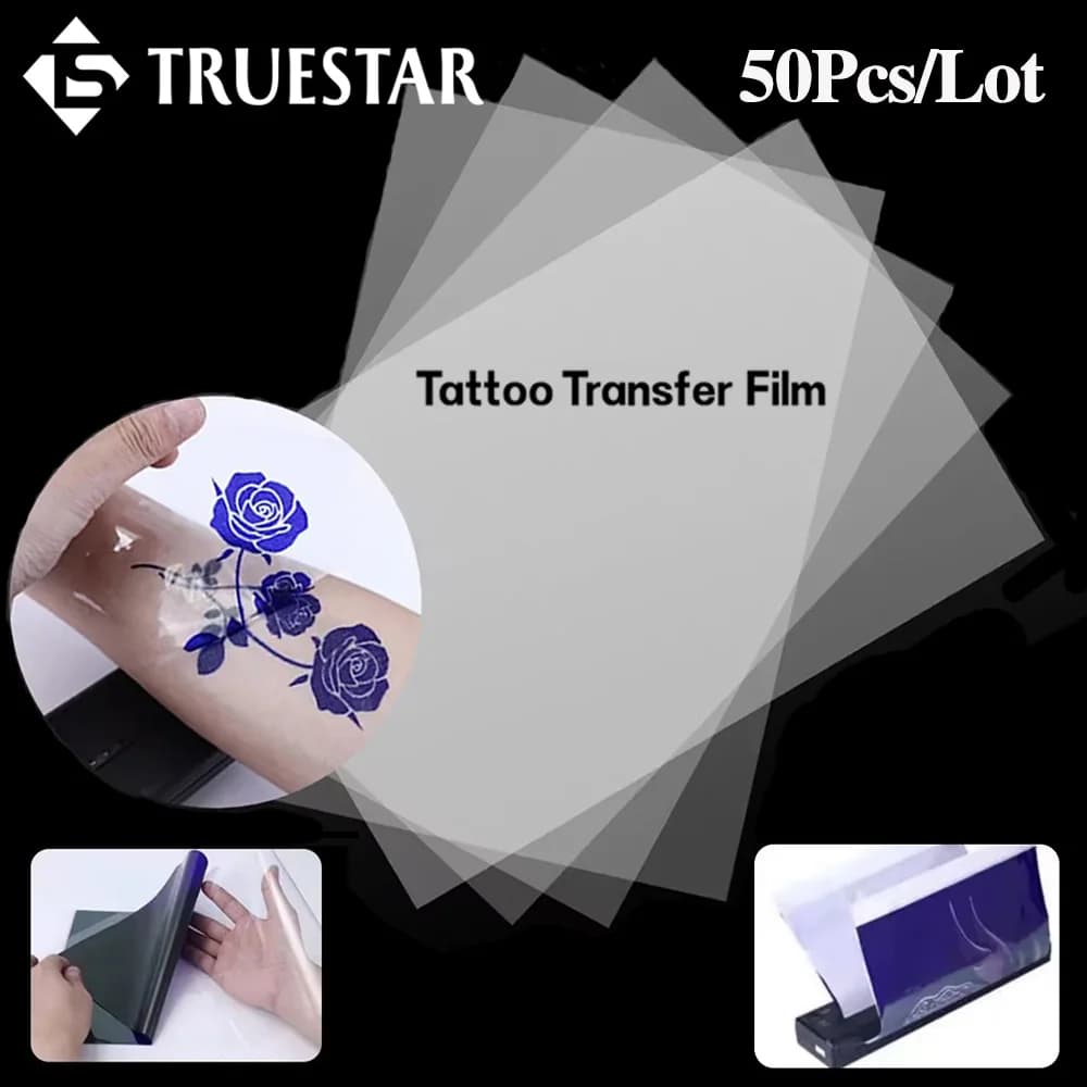 50PCS Transparent Tattoo Transfer Film Paper A4 Size Stencil Printer Paper Drawing Copier Carbon Papers for Transfer Machine