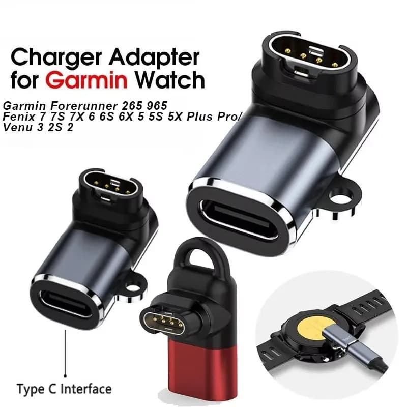 Type-C Charging Adapter For Garmin Fenix 8/7/7S/7X/6/6S, Forerunner 970/570/965/55, Instinct, Venu 3S/SQ, Vivoactive 6/5