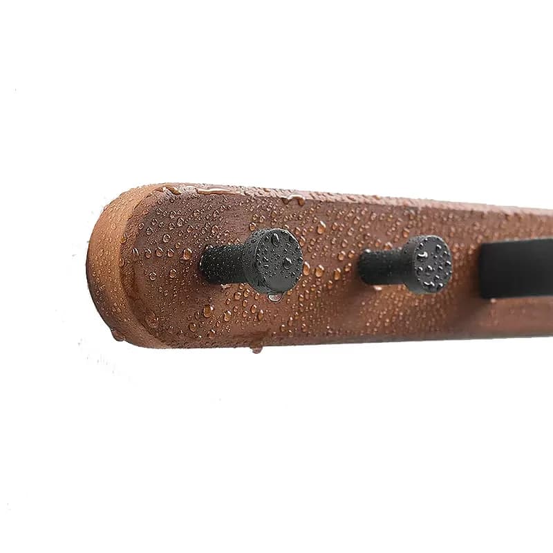 Walnut Bathroom Towel Bar With Hook Wall-mounted Toilet Coat Hook Wood Towel Rack Black Bath Towel Rack Bathroom Accessories
