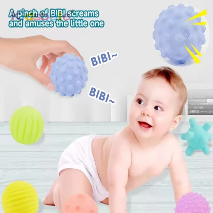 Set di 6 Palline Sensoriali per Neonati, Giocattolo Montessori Morbido da Massaggiare, Giocattolo da Bagno per lo Sviluppo della Tattile Sensorialità