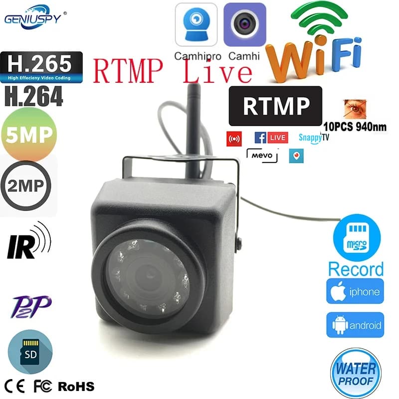 Spingere il flusso Video su YouTube RTMP IMX335 1920P 1080P visione notturna Mini WIFI esterno telecamera IP sicurezza Wireless Pet Bird Nest