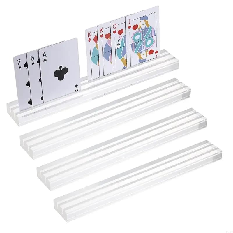 Confezione da 4 pezzi Porta carte da gioco in acrilico trasparente con doppio slot Porta carte da gioco per giochi e