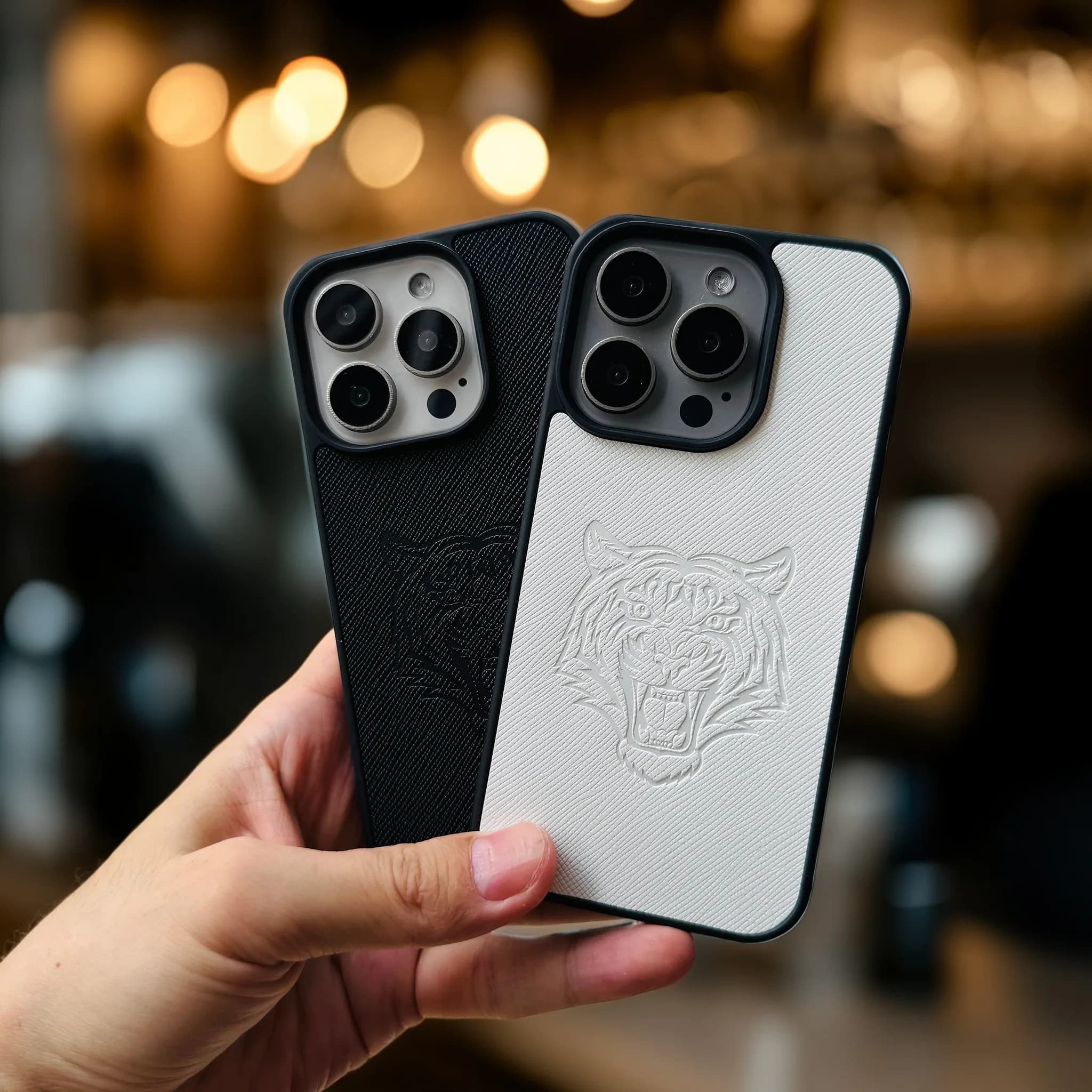 Imprint Tiger Phone Case for iPhone 16 15 14 Plus 13 12 11 Pro Max 16E Cover Luxury Cross Leather Funda Cases Streetwear Carcasa