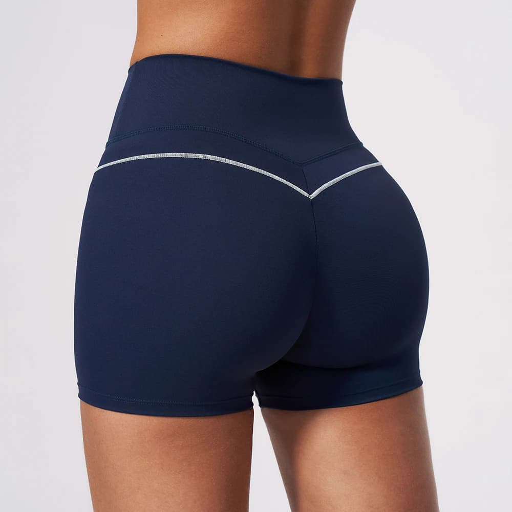 Women High Waist Biker Shorts V Back Contrast Stitching Butt Lifting Gym Pants Tummy Control Workout Yoga Shorts Running Tights