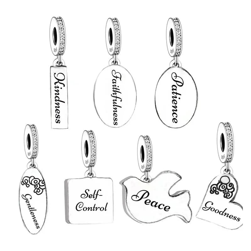 FC Jewelry Fit Original Brand Charms Bracelet 925 Silver Kindness Peace Patience Faithfuness Beads Pendant For Making Berloque