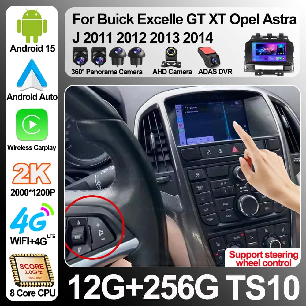 Sistema Multimediale Android 16 per Buick Excelle Gt Xt Opel Astra J 2011-2014, Navigatore Auto Intelligente 5G