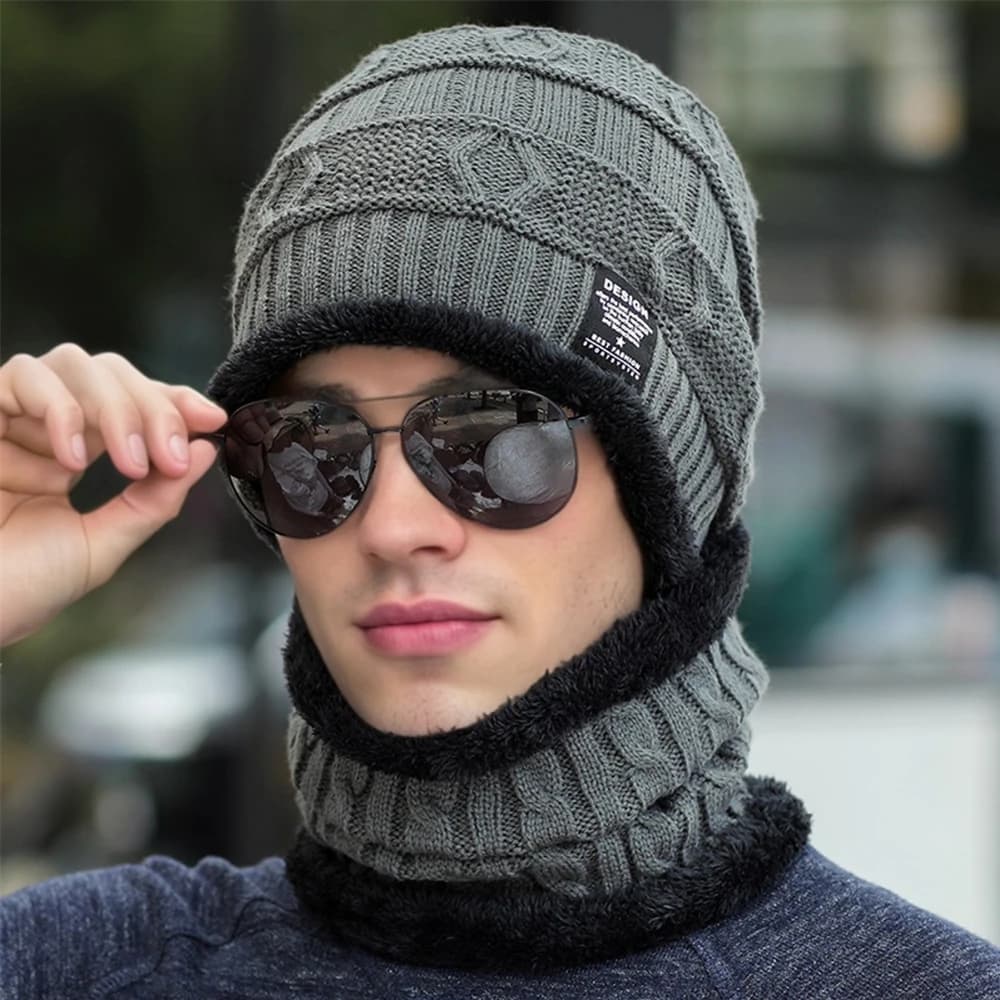 Nuovo stile unisex peluche foderato cappello invernale addensare caldo vestito lavorato a maglia set morbido elasticizzato cappelli invernali per uomo e donna berretto per il tempo libero