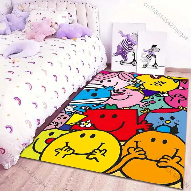Cartoon Character Smiling Face Pattern Carpet for Living Room Bedroom Bathroom Mat Creative Doormat Sofa Home Decor for Gifts